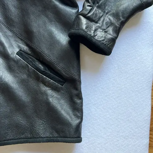 Vintage Casserly Lambskin Leather Jacket Women's S Black High Collar Soft 90's