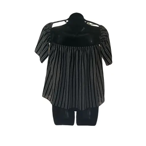 Free Kisses medium black and white striped off shoulder