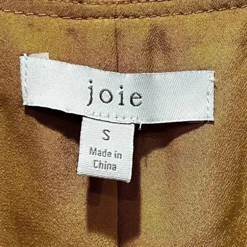 Joie  Puck Tie Waist Lined Keyhole Crepe Mini Dress in Oak‎ Size S