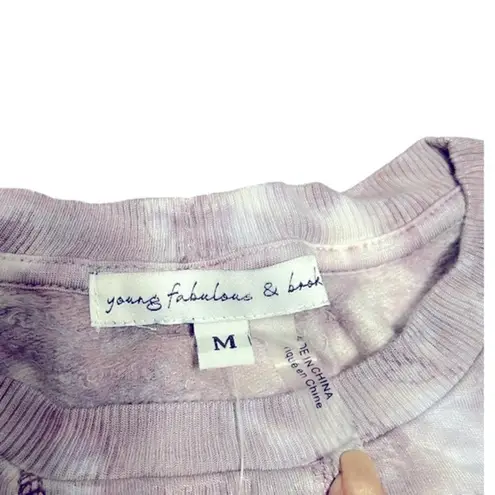 Young Fabulous and Broke  Juliette Tie Dye Sweatshirt NWT Purple Gray Oversized
