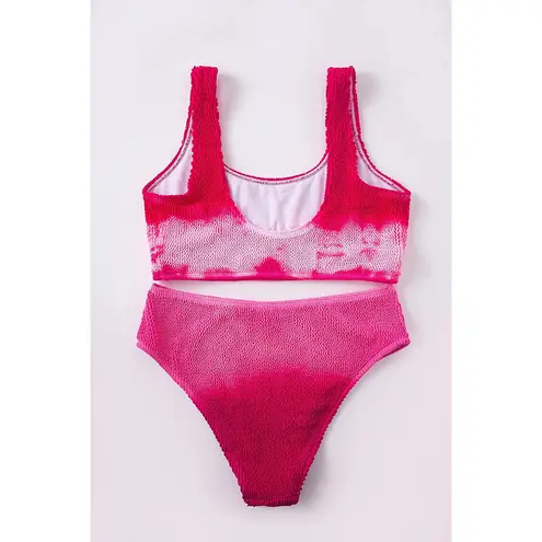 Bikini Set Two Piece Tie Dye Bathing Suit High Waisted Swimsuit Pink Small