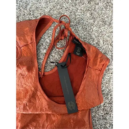 House of Harlow NWT 1960 Maxi Midi Dress Satin Silky Burnt Orange Open Back XL