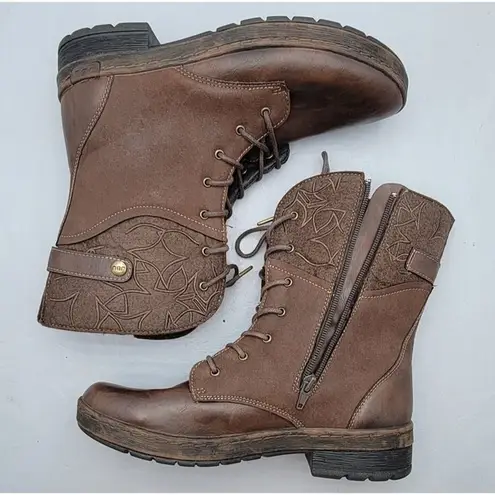 Jambu Encore Hemlock Brown Vegan Leather Felt Floral Embroidered Winter Boots 9