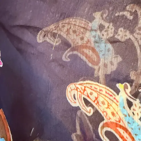 One World boho peasant top, black tassel tie. Size L