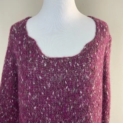 Tricots Jean Marc Tunic Sweater M Purple Open Knit Wool Mohair Blend Womens Size M