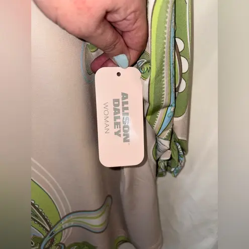 Allison Daley NWT  Embellished Neck 3/4 Sleeve Paisley Green/Blue/Tan Size 2X Top