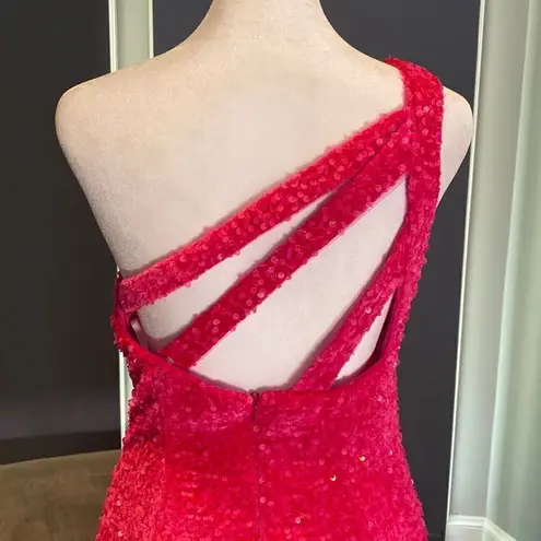 Women’s Sequined One Shoulder Short Pink Party or Prom Dress Size 4 Pink