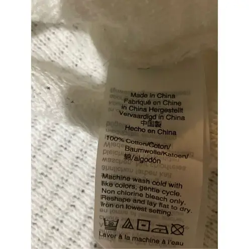 J. Crew ivory white cut out sweater with fringe detail XS White