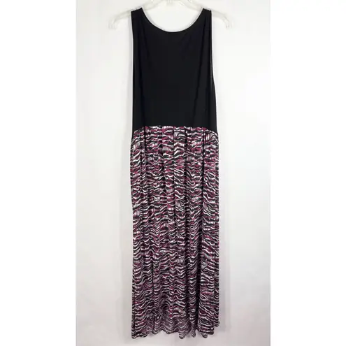 Daisy Fuentes Plus Size 3X Maxi Dress Black Pink Color Block Sleeveless 789