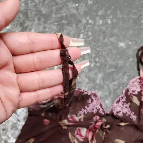 Avon Rose Print Sheer Slip Pink Size M