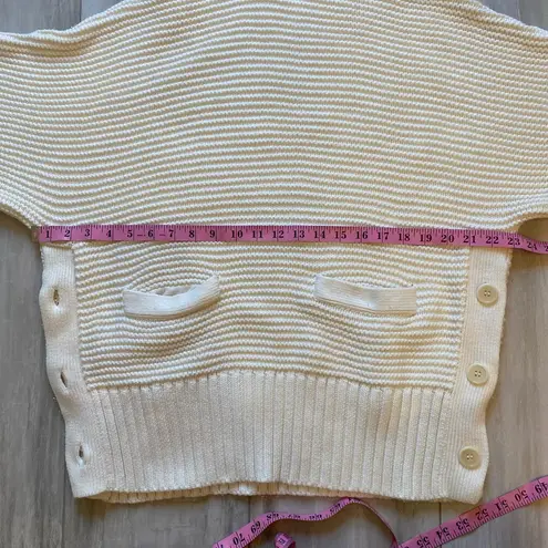 J.Crew  Ivory Cream Cotton Blend Knit Turtleneck Short Sleeve Button Poncho - Image 9
