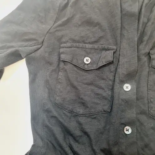 James Perse Contrast Panel Shirt in Black Size 2