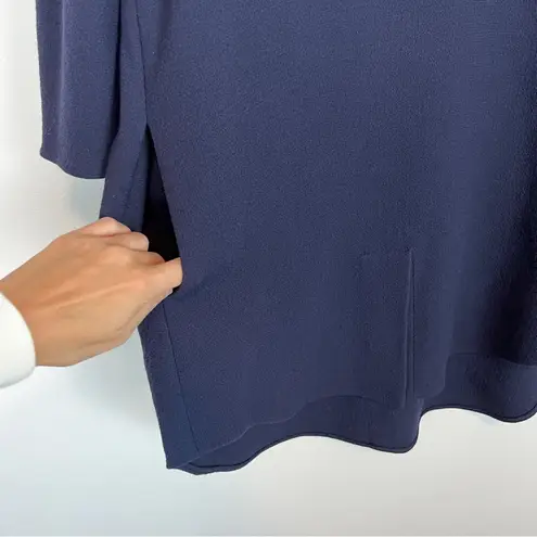 3.1 Phillip Lim Navy Blue Long Sleeve Shift Dress Virgin Wool Silk Size 2