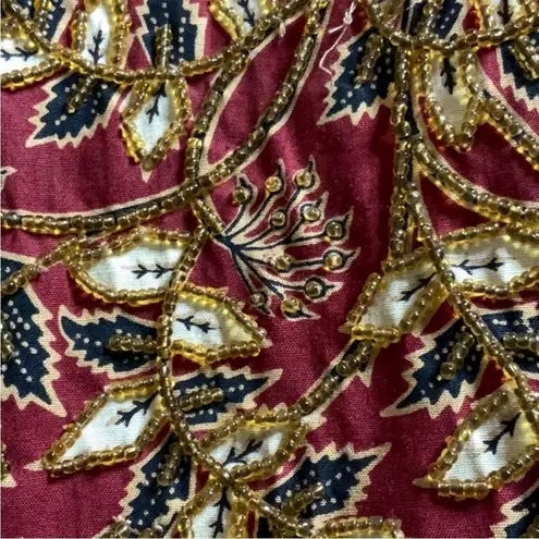 Ellen Ashley Vintage Red Black Beige Beaded Vest Sz Medium