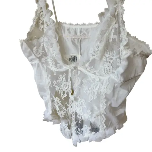 Frederick's of Hollywood Frederick’s of Hollywood White Y2K Coquette Girl Lace Crop Camisole Vintage M