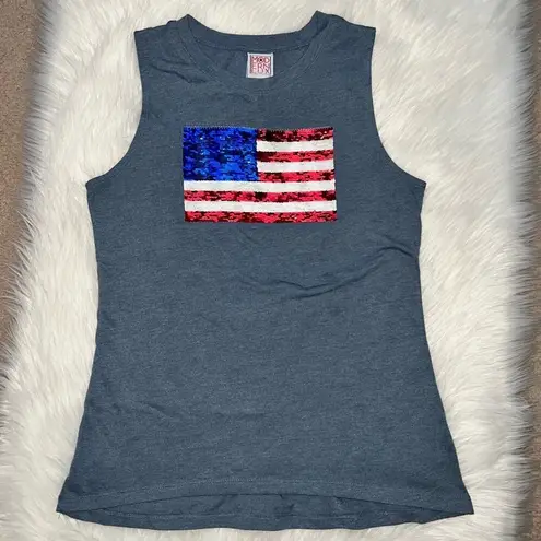 Modern Lux  Sequin Reversible USA American Flag Tank Top Small