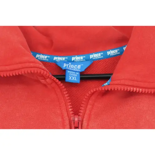 Prince Red Quarter Zip Collared Sweatshirt Women's Cropped Casual Sporty Size XXL