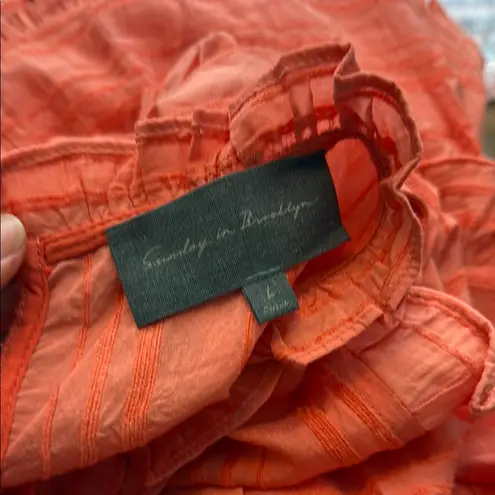 Sunday in Brooklyn Anthro Bright Beacon Tiered Midi Dress in Coral Size Large