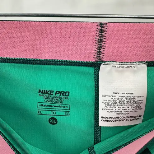 Nike  Green Low Rise Elastic Waistband Stretch Cropped Activewear Pants Size XL