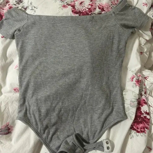 Naked Wardrobe NWOT Grey Off the Shoulder Bodysuit