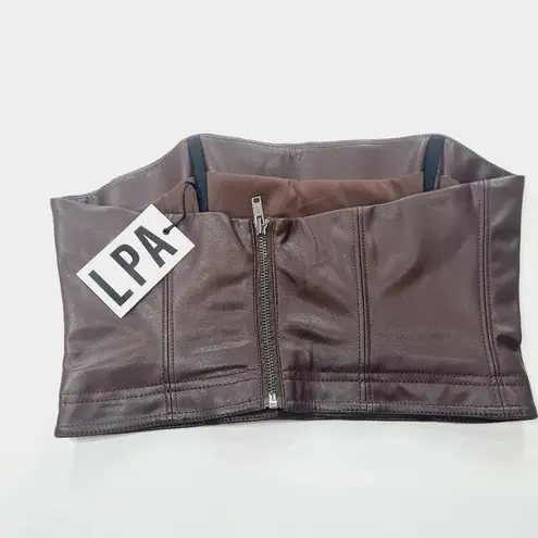 LPA Germano Faux Leather Tube Top in Dark Chocolate Medium