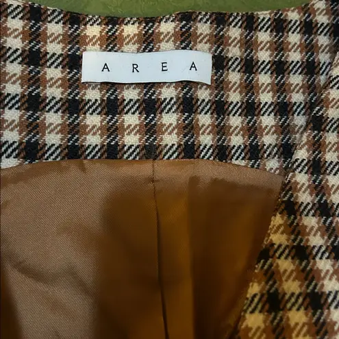 AREA Crystal embellished Checked Wool Cotton