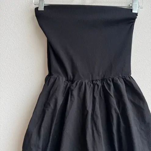 Xirena Finnian Strapless 100% Cotton Midi Maxi Dress Size XS Full Skirt Ribbed Blue