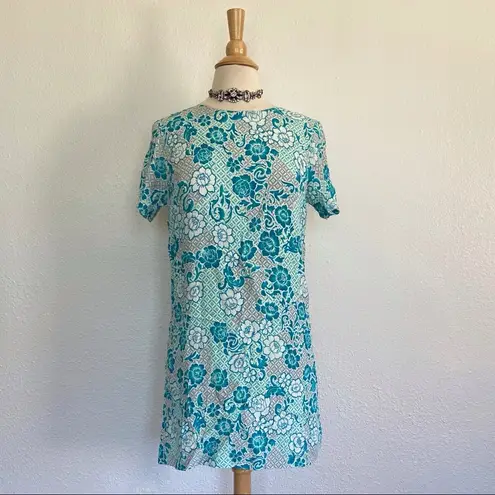 Lucy Love Blue Floral Short Sleeve Shift Dress