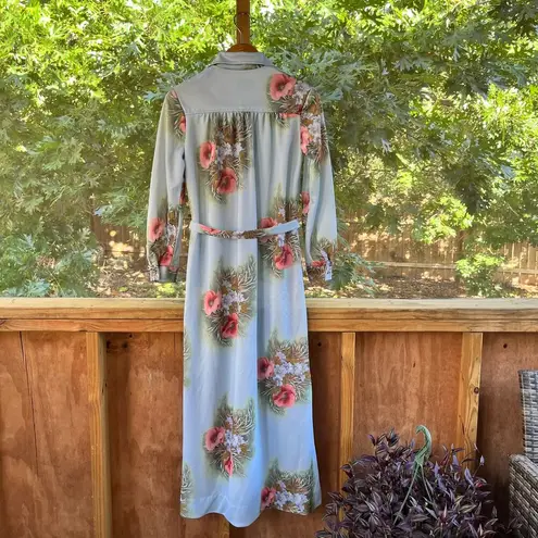 Empress Of Dallas Women's Vintage 70's Era Blue Floral Hostess Dress Size M Size M