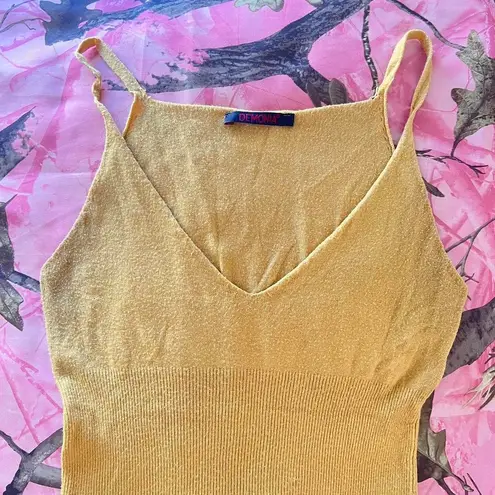 Demonia y2k yellow knit v neck tank top