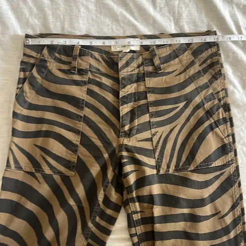 NILI LOTAN Jenna Pants Tiger Print Straight Leg Low Rise Size 2 or 27 Tan
