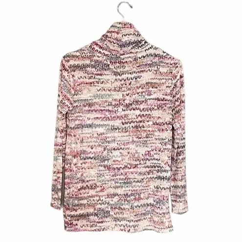 Nic+Zoe  Sweater Pink Marl Print Cowl Neck Pullover Pink Multi Size XS NEW NWT