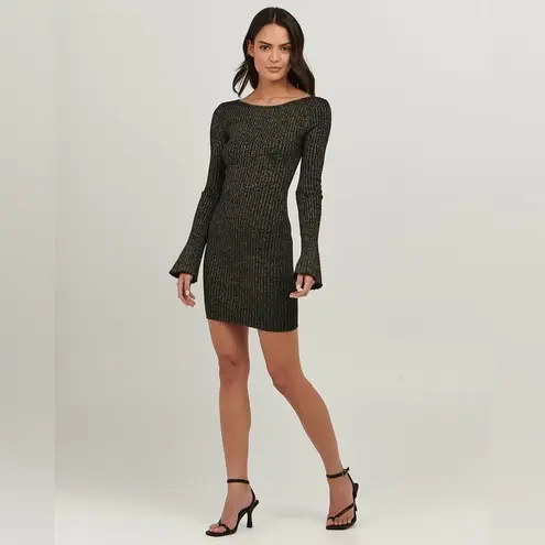 Charlie Holiday Kiara Mini Dress Black Lurex Size Small NWT