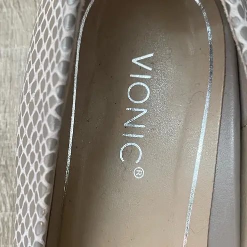 Vionic Lena Pointed Toe Ballet Flat Size 8.5 Embossed Leather Lizard Print Shoes