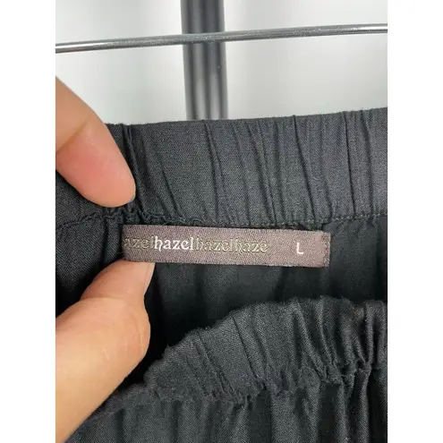 Azel Hazel Black Colorful Embroidered Handkerchief Hem Elastic Waist Skirt Sz L Size L