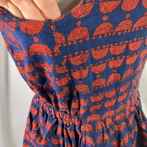 Mata Traders Women's Blue and Orange Print Dress Size S Cotton Pockets Boho