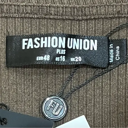 Fashion Union Brown Wide Leg Ribbed Jumpsuit NWT Size 16