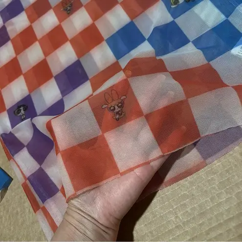 Cartoon Network Powerpuff Girls checkered mesh turtleneck, long sleeve, stretchy Purple Size undefined