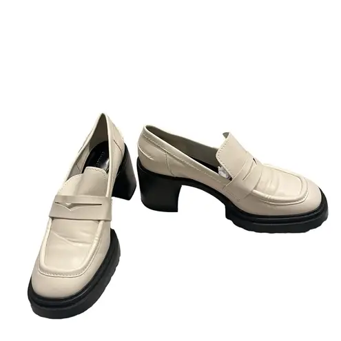 Charles and Keith Chunky Penny Loafer Pumps - Ivory/Off White