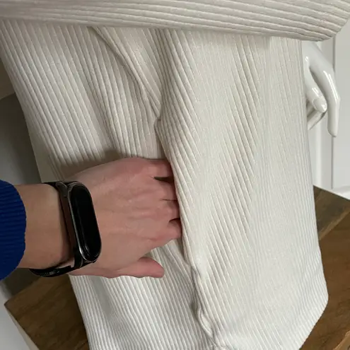 Old Navy Cream Long-Sleeve Ribbed Button-Down Lounge Romper