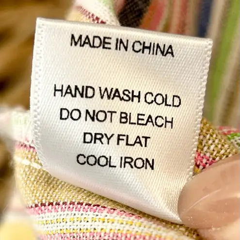 Lumière Lumiere Striped Linen Blend Cropped Peasant Top Size Small