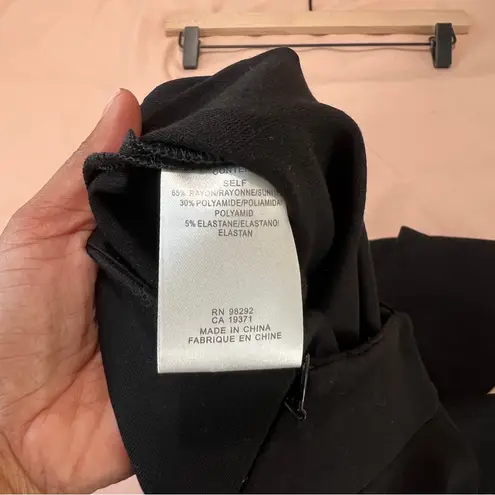 Tibi Black Stretch Ponte Knit Gold Toned Button High Waist Wide Leg Crop Pants 6