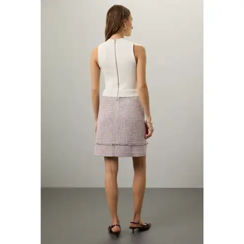 Ted Baker Mayumid Mixed Media Tweed Mock Neck Tank Mini Dress Size 6