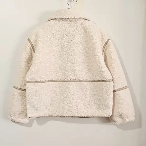 Abercrombie & Fitch  Sherpa Fleece Mockneck Full Zip Jacket - Ivory - Size S -NWT