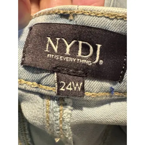 NYDJ Slim Boot Cut Cool Embrace Light Wash Raw Hem Jean High Rise Plus Size 24W