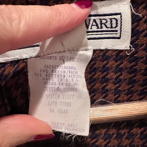 Jessica Howard Vintage 90s Houndstooth Button Cropped Blazer Jacket Sz 10