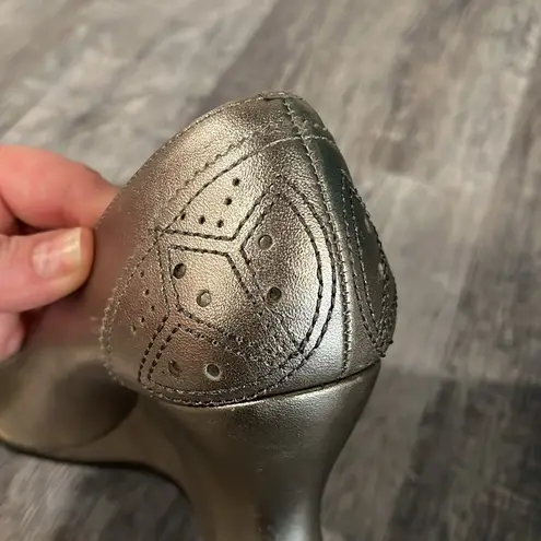 BCBGirls BCBG SilverāMetallic Leather Wedges w/ embroidery, fits like 7.5