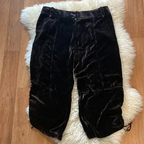 T Tahari Brown Cropped Wide Leg Pants EUC Sz 4 Silk Velour/Velvet