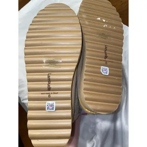 Larroude Vail Women's 6 Beige Leather Faux Fur Waterproof Ankle Combat Boots Tan