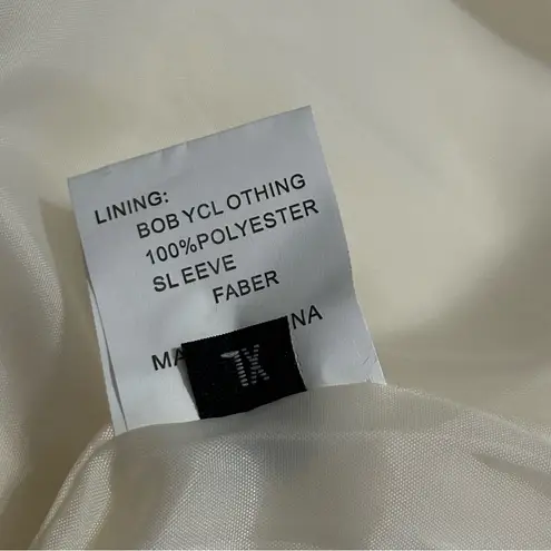 None Women's Size XL Cream Ivory Embroidered Flowers Faux Leather Motorcycle Jacket